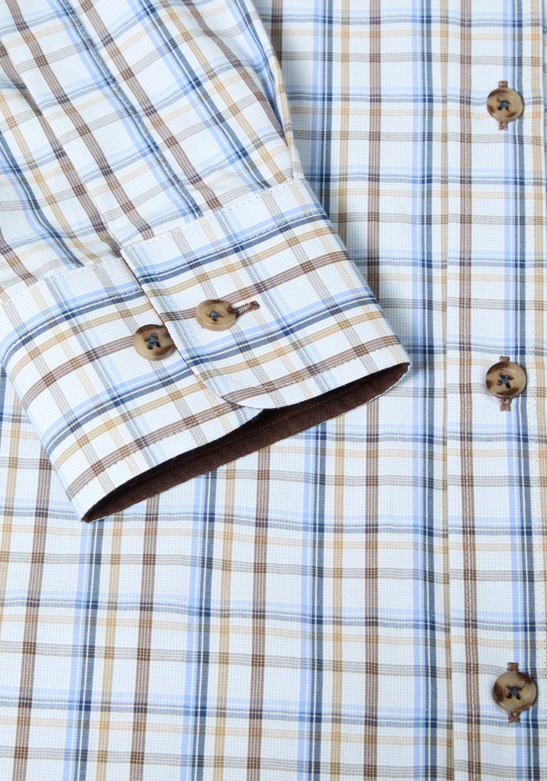 Long Sleeve Check Shirt - Brown