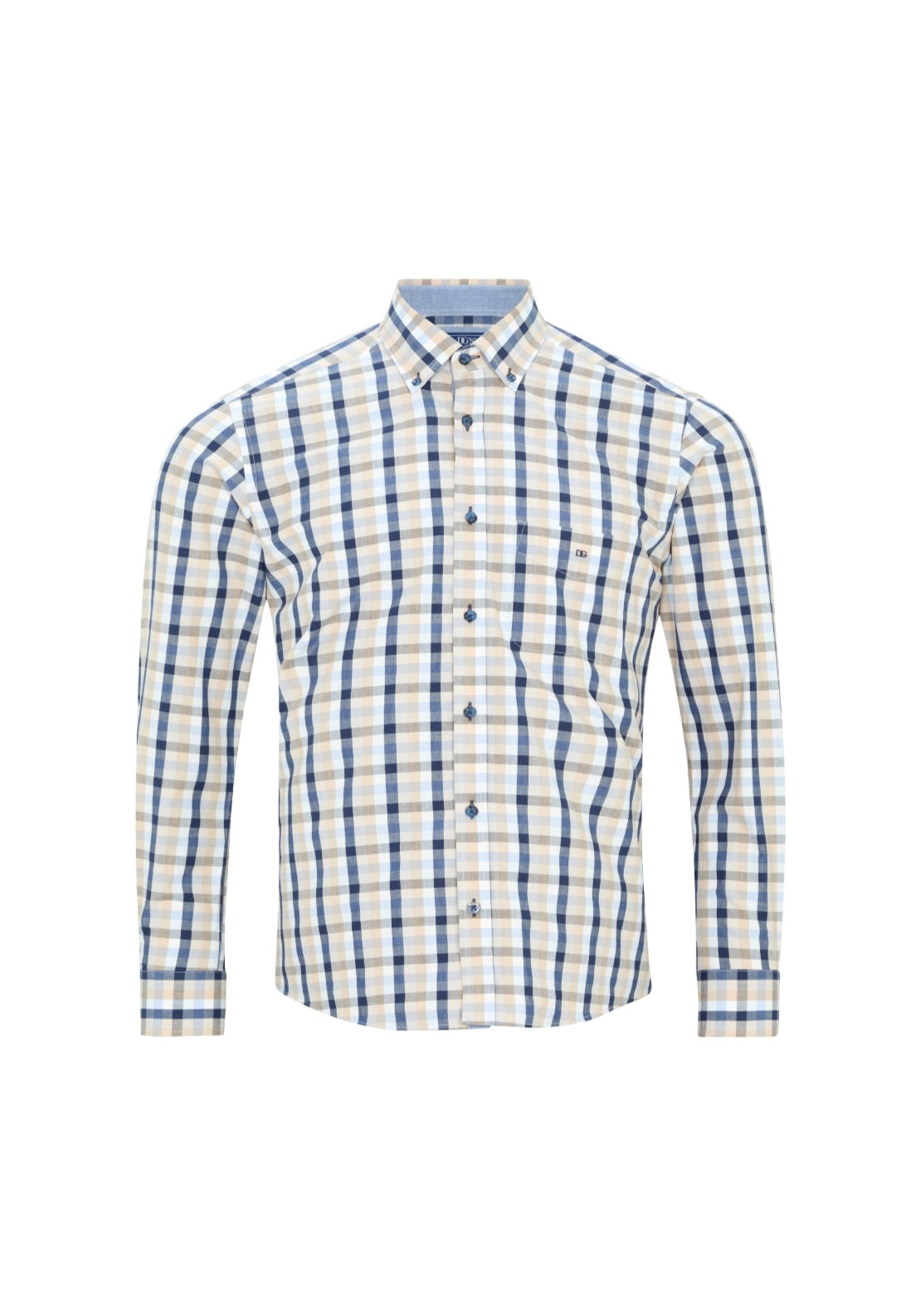 Drifter Long Sleeve Check Shirt - Blue 1 Shaws Department Stores
