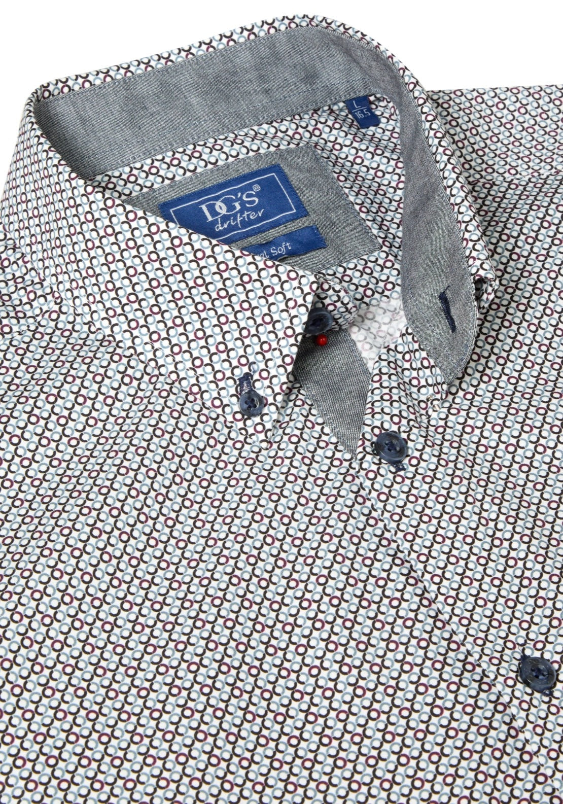 Drifter Long Sleeved Print Shirt - Navy 2 Shaws Department Stores