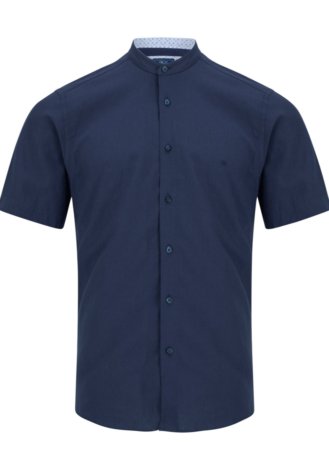 Drifter Short Sleeve Mao Collar Cotton Shirt - Blue 1 Shaws Department Stores