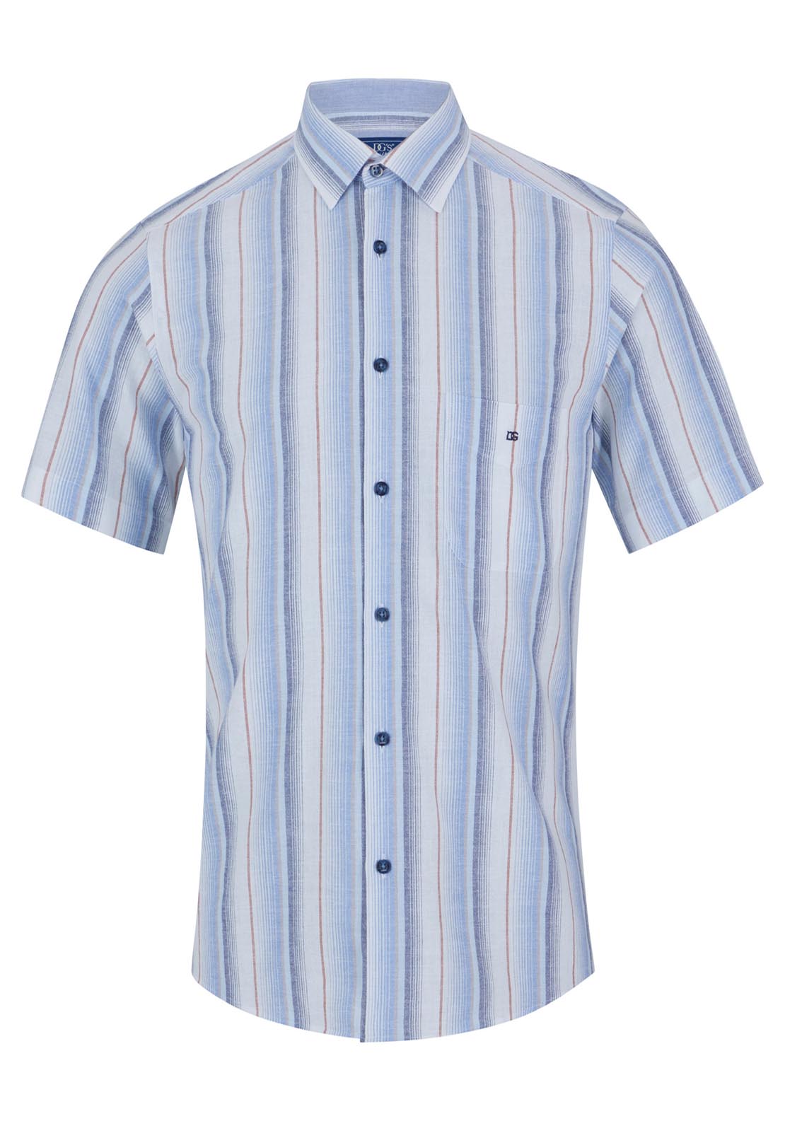 Drifter Short Sleeve Stripe Shirt - Blue 24 1 Shaws Department Stores