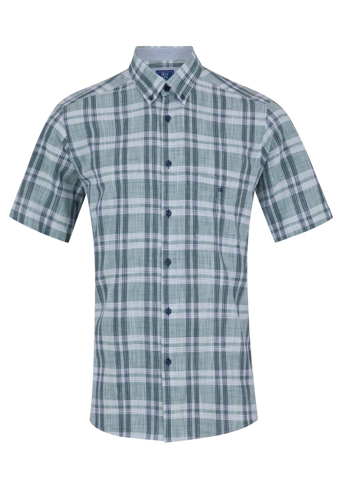 Drifter Short Sleeve Check Shirt - Green 38 1 Shaws Department Stores