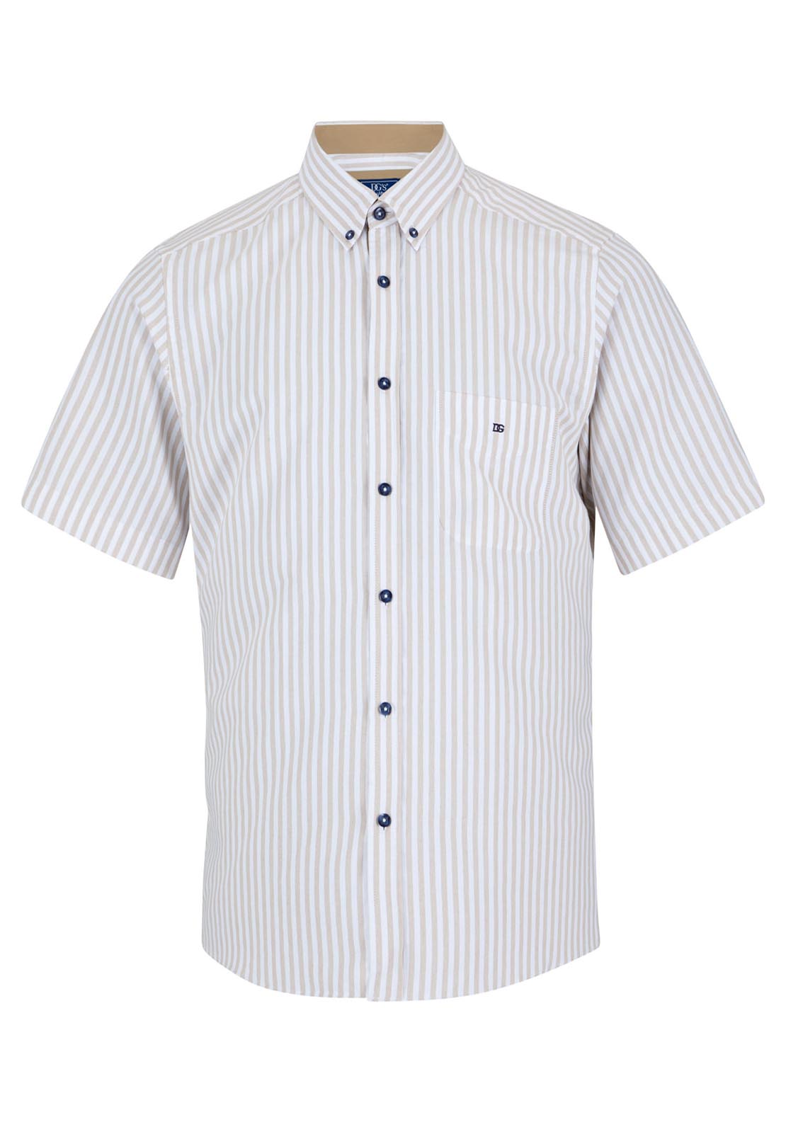 Drifter Short Sleeve Stripe Shirt - Tan 14 1 Shaws Department Stores
