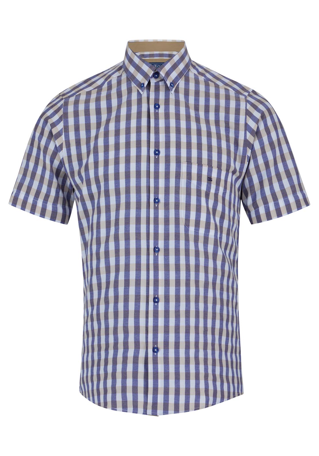 Drifter Short Sleeve Check Shirt - Stone 92 1 Shaws Department Stores