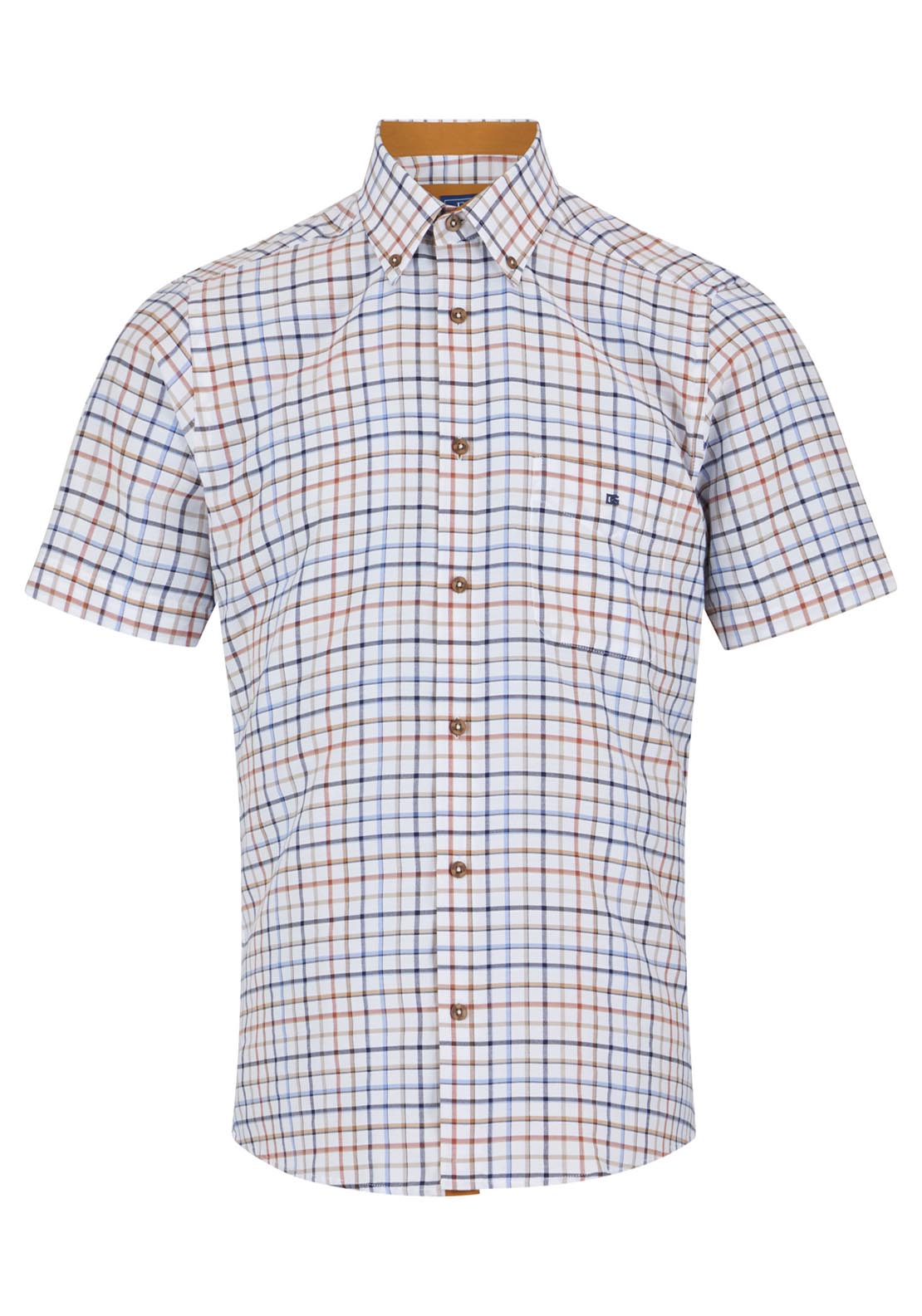 Drifter Short Sleeve Check Shirt - Tan 45 1 Shaws Department Stores