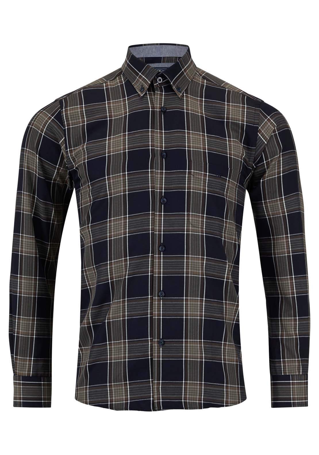 Drifter DG Drifter Regular Ivano Check Shirt - Blue 1 Shaws Department Stores