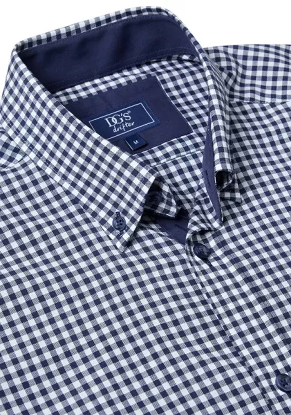 Drifter Long Sleeve Check Shirt - Navy 2 Shaws Department Stores