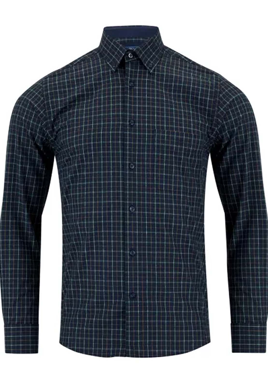 Drifter Long Sleeve Check Shirt - Navy 1 Shaws Department Stores