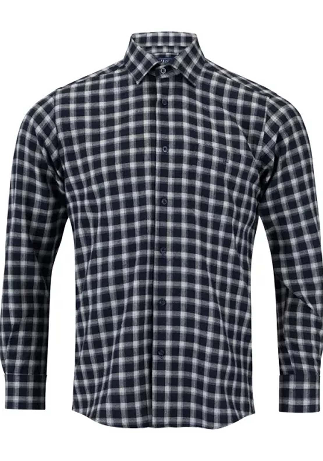 Drifter Long Sleeve Check Shirt - Navy 1 Shaws Department Stores