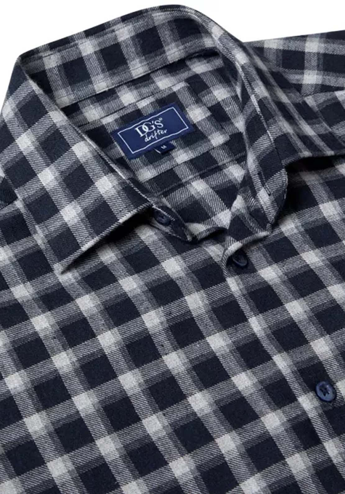 Drifter Long Sleeve Check Shirt - Navy 2 Shaws Department Stores