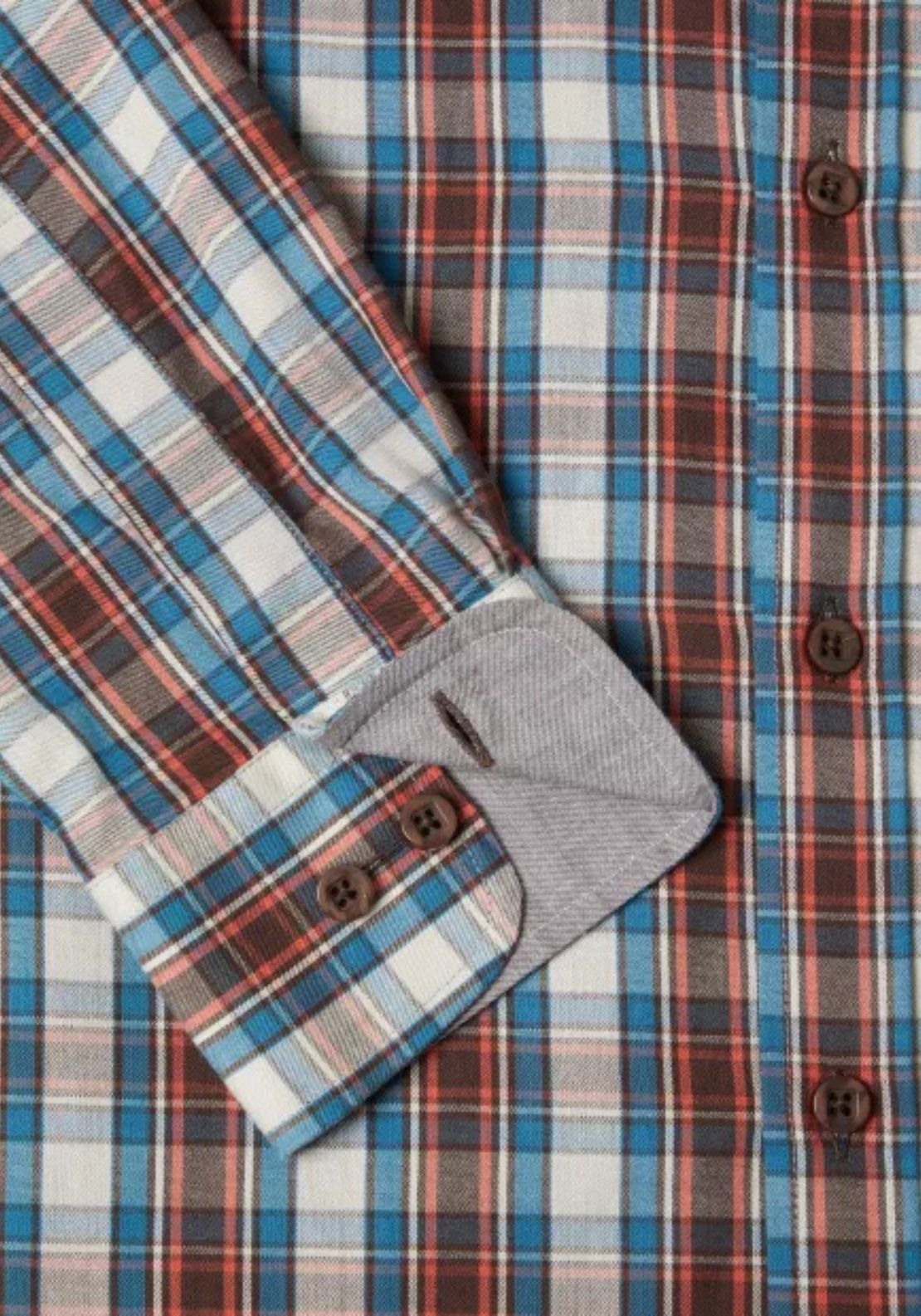 Drifter Long Sleeve Check Regular Shirt - Blue 3 Shaws Department Stores