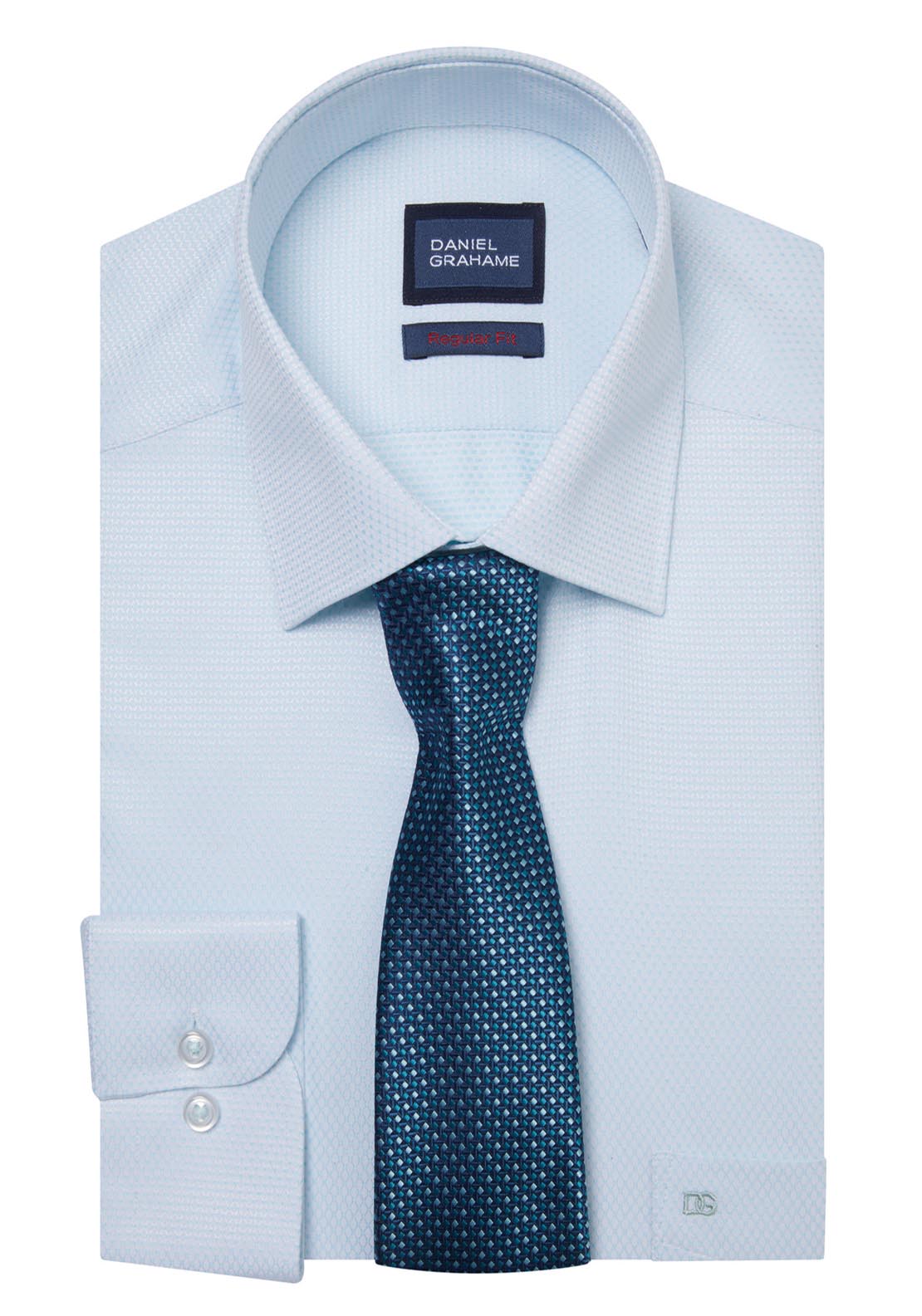 Daniel Grahame Boxed Shirt and Tie Set - Lt Blue 21 1 Shaws Department Stores