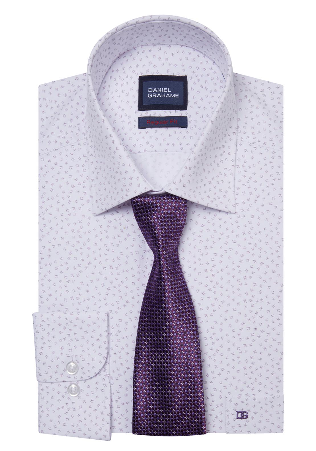 Daniel Grahame Boxed Shirt and Tie Set - Purple 17 1 Shaws Department Stores