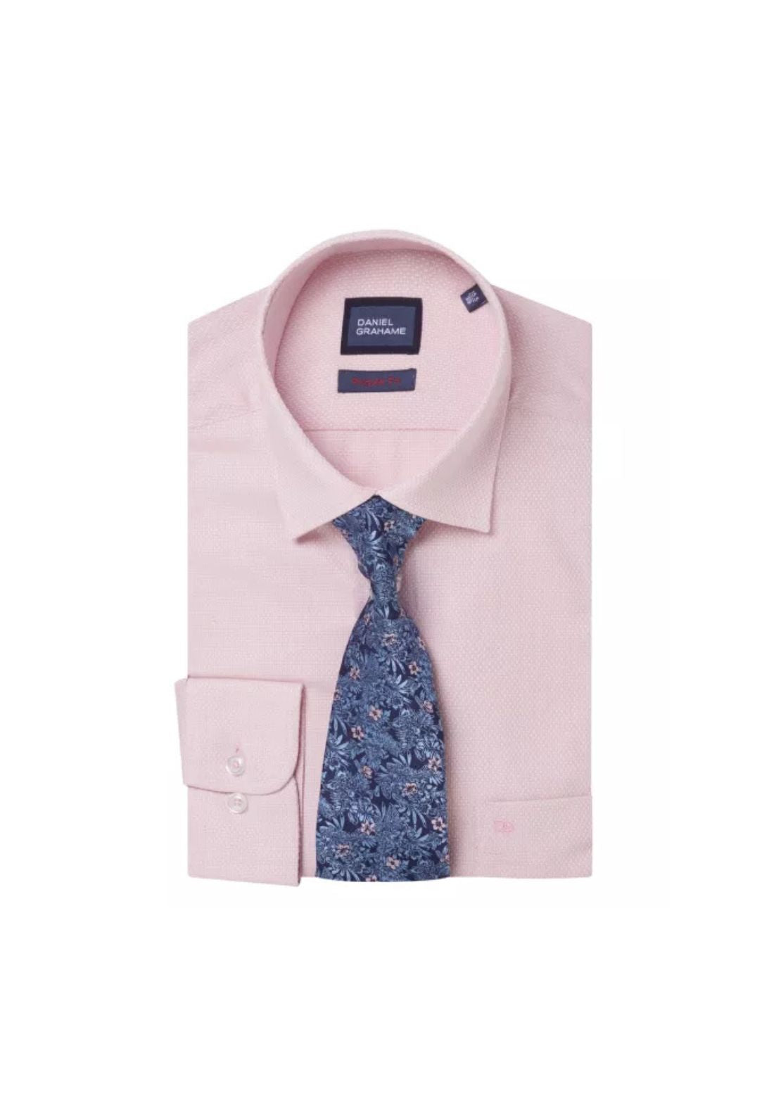 Daniel Grahame Dobby Boxed Shirt - Pink 1 Shaws Department Stores