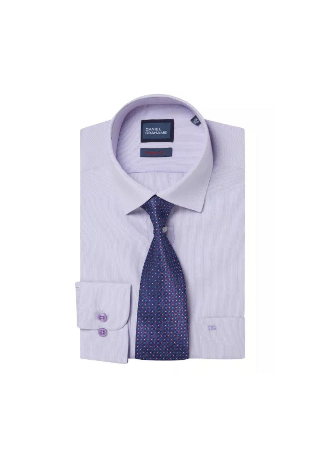 Daniel Grahame Striped Boxed Shirt - Purple 1 Shaws Department Stores