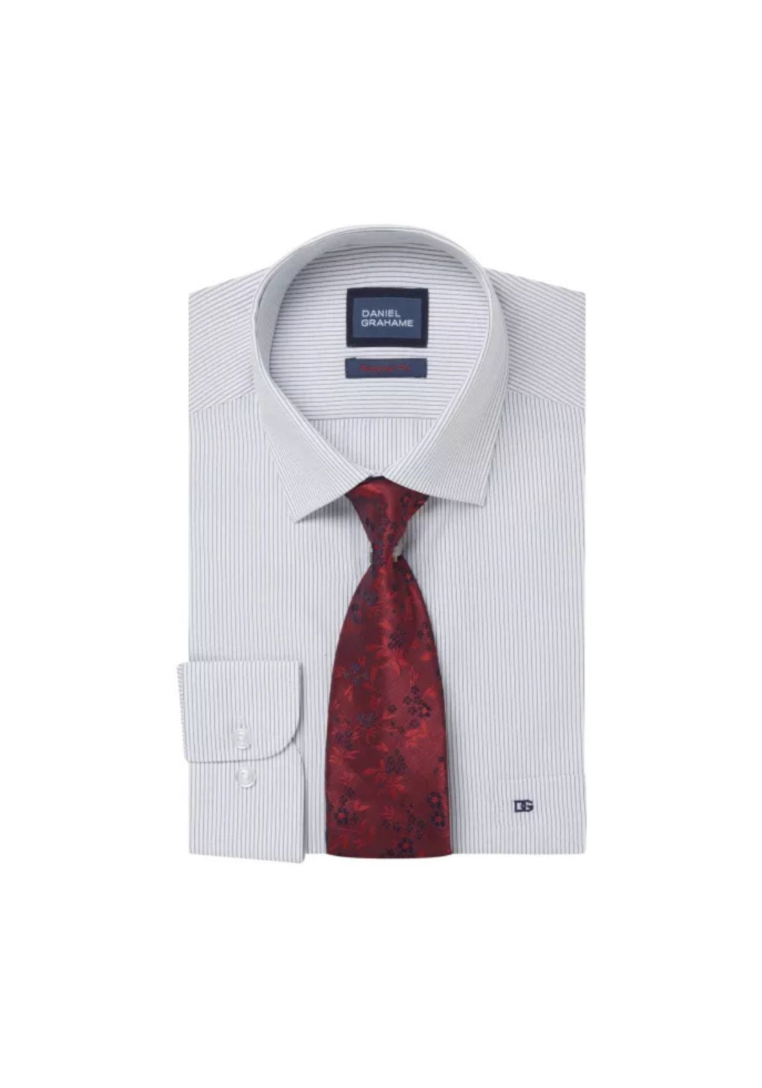 Daniel Grahame Striped Boxed Shirt - Blue 1 Shaws Department Stores