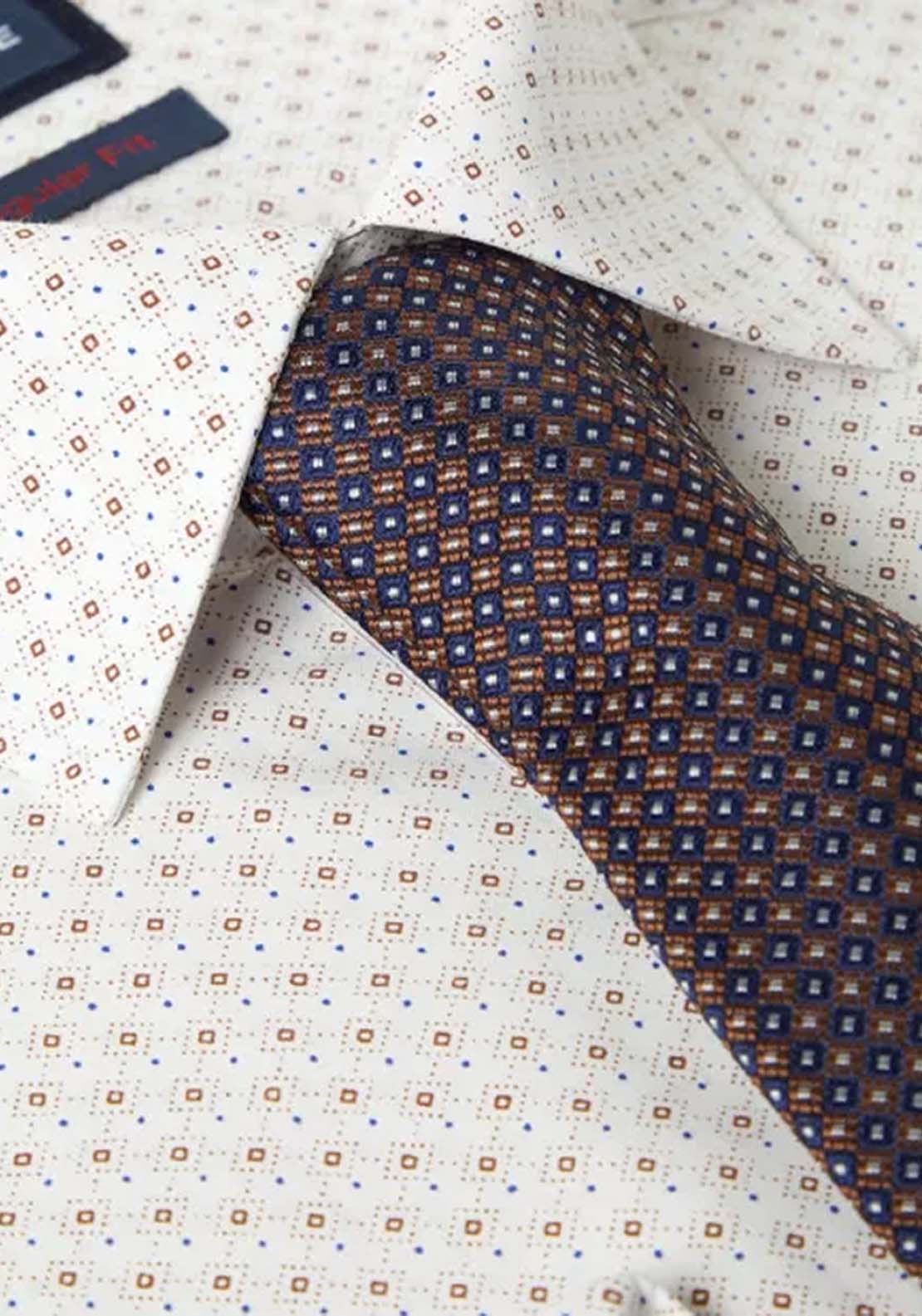 Daniel Grahame Print Boxed Tapered Shirt - Brown 3 Shaws Department Stores