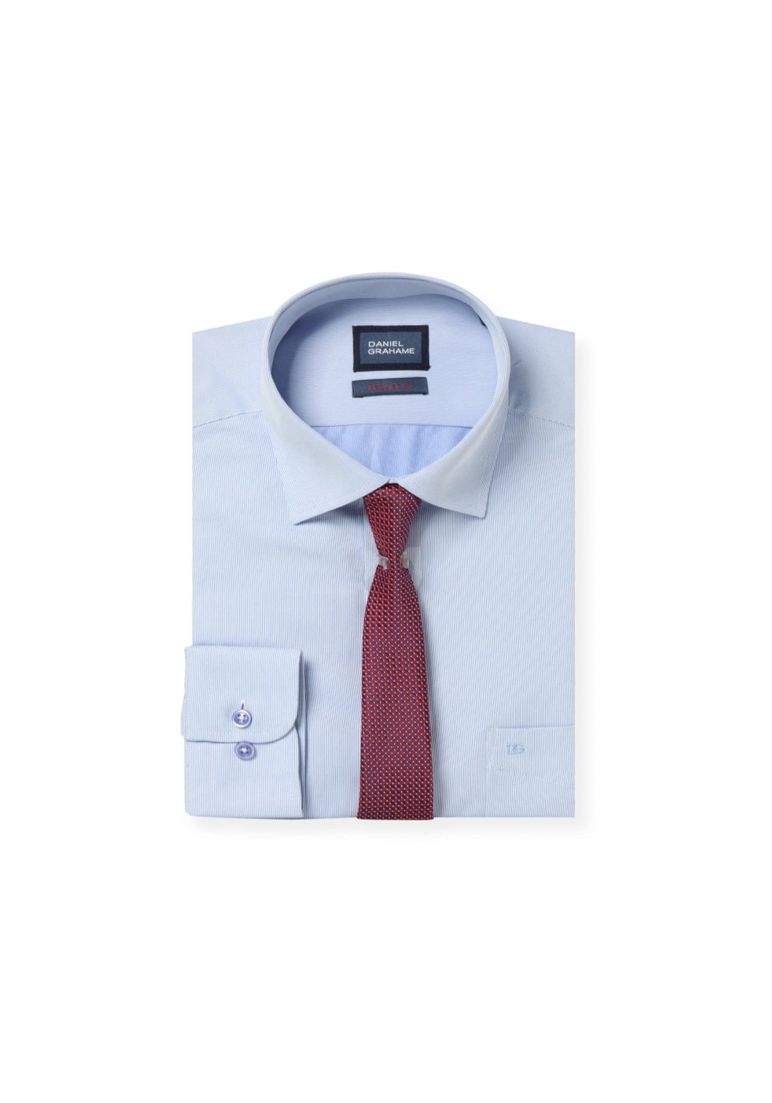 Daniel Grahame Boxed Stripe Shirt - Blue 1 Shaws Department Stores