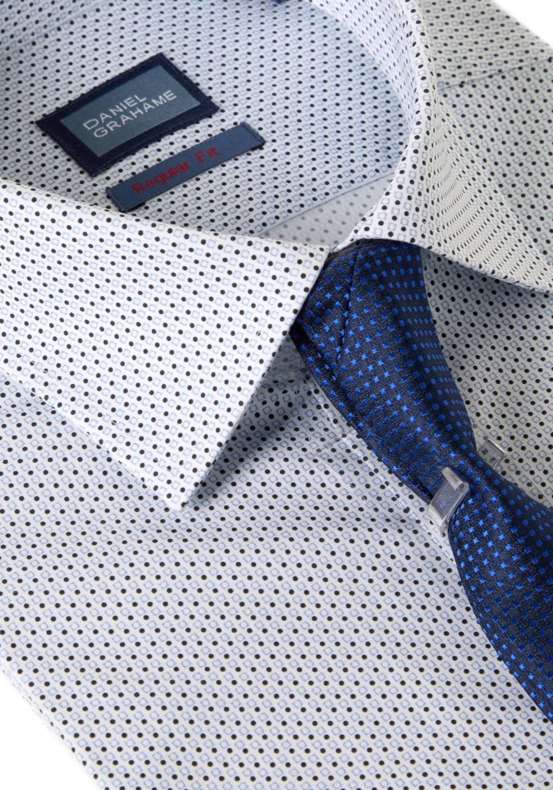 Daniel Grahame Boxed Print Shirt - Blue 2 Shaws Department Stores