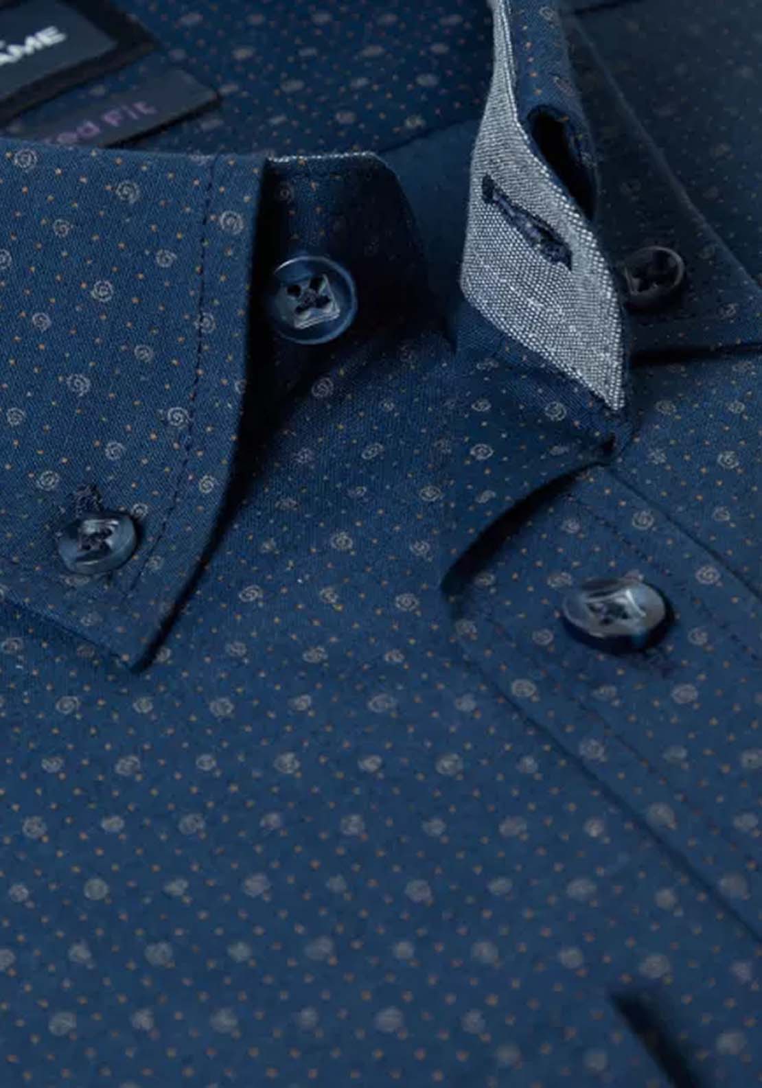 Daniel Grahame Long Sleeve Print Shirt - Navy 3 Shaws Department Stores