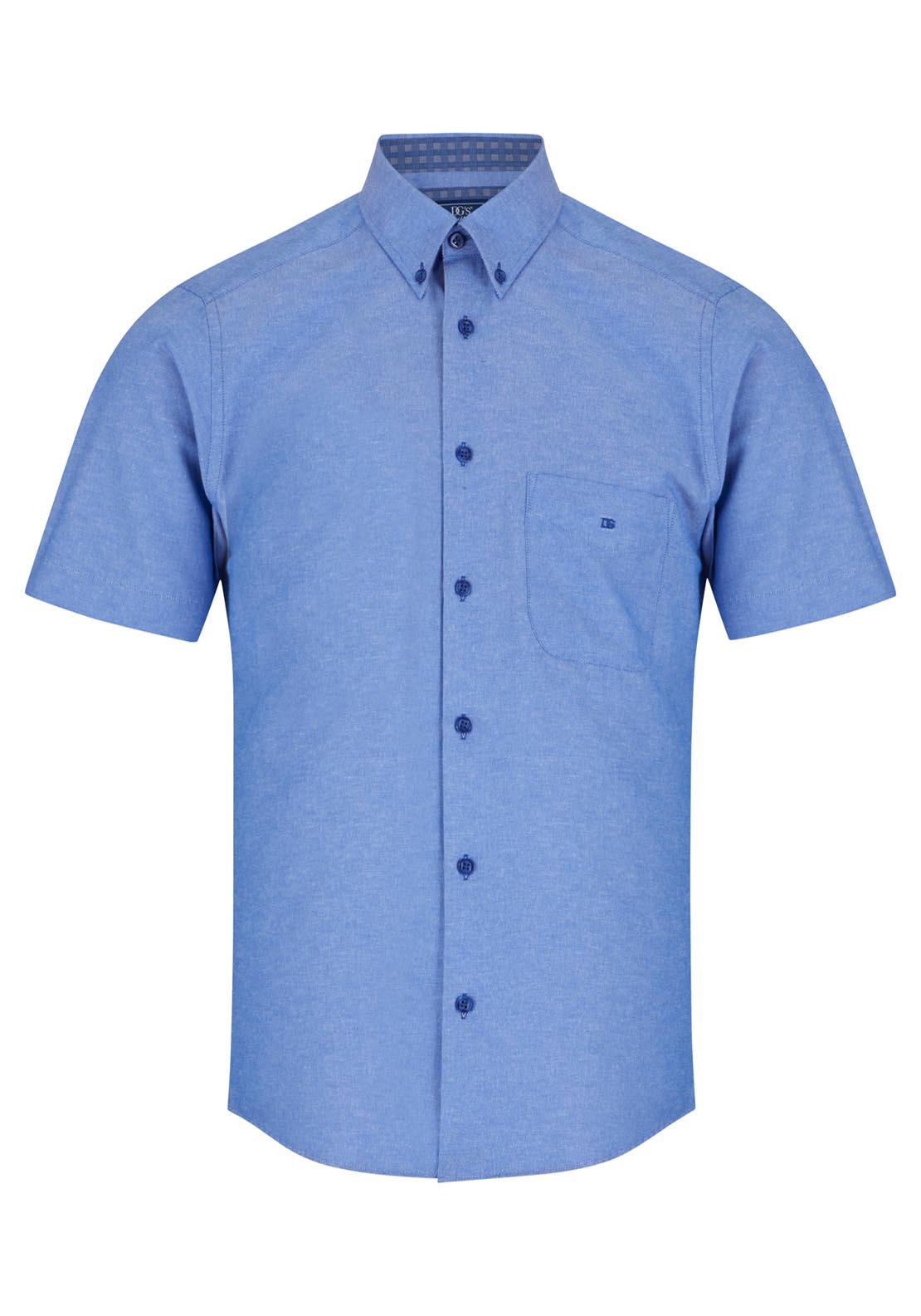 Drifter Short Sleeve Plain Shirt - Blue 1 Shaws Department Stores