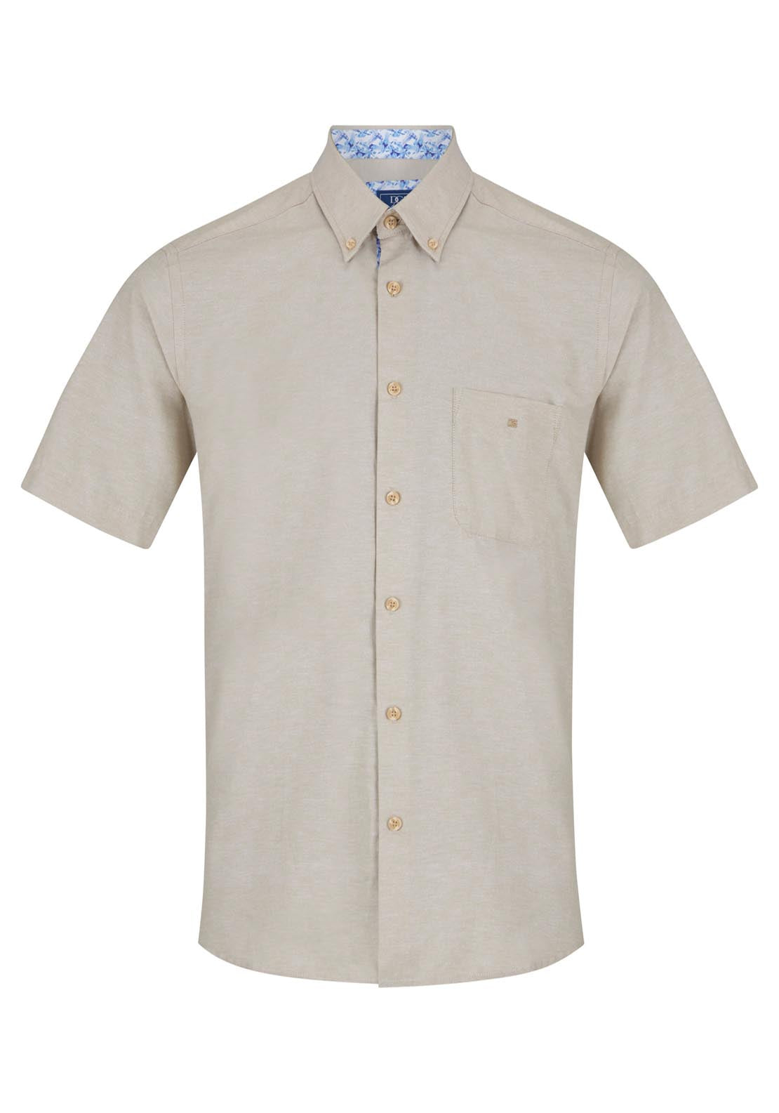 Drifter Short Sleeve Plain Shirt - Beige 1 Shaws Department Stores