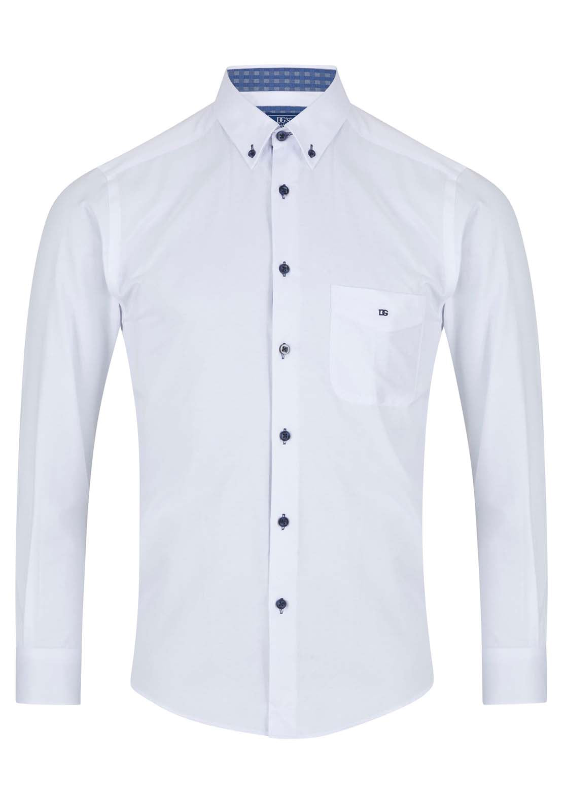 Drifter Geneva Long Sleeve Plain Shirt - White 1 Shaws Department Stores