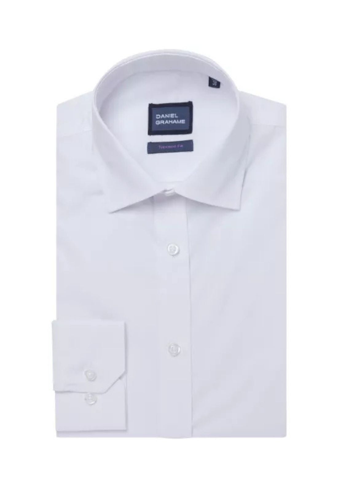 Daniel Grahame Paris Long Sleeve Plain Shirt - White 1 Shaws Department Stores