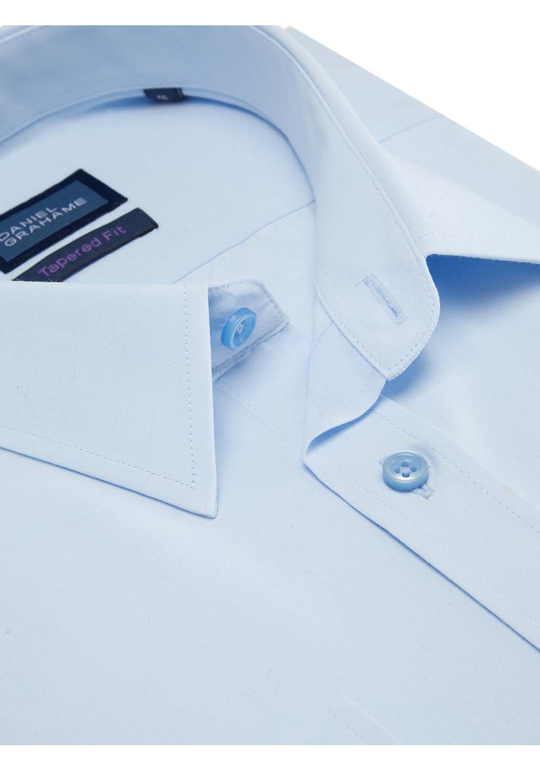 Daniel Grahame Long Sleeve Tapered Plain Shirt - Blue 2 Shaws Department Stores
