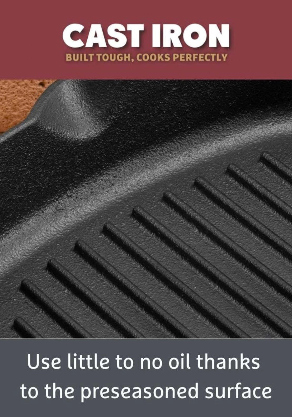 Cast Iron Grill Pan 25cm - Black