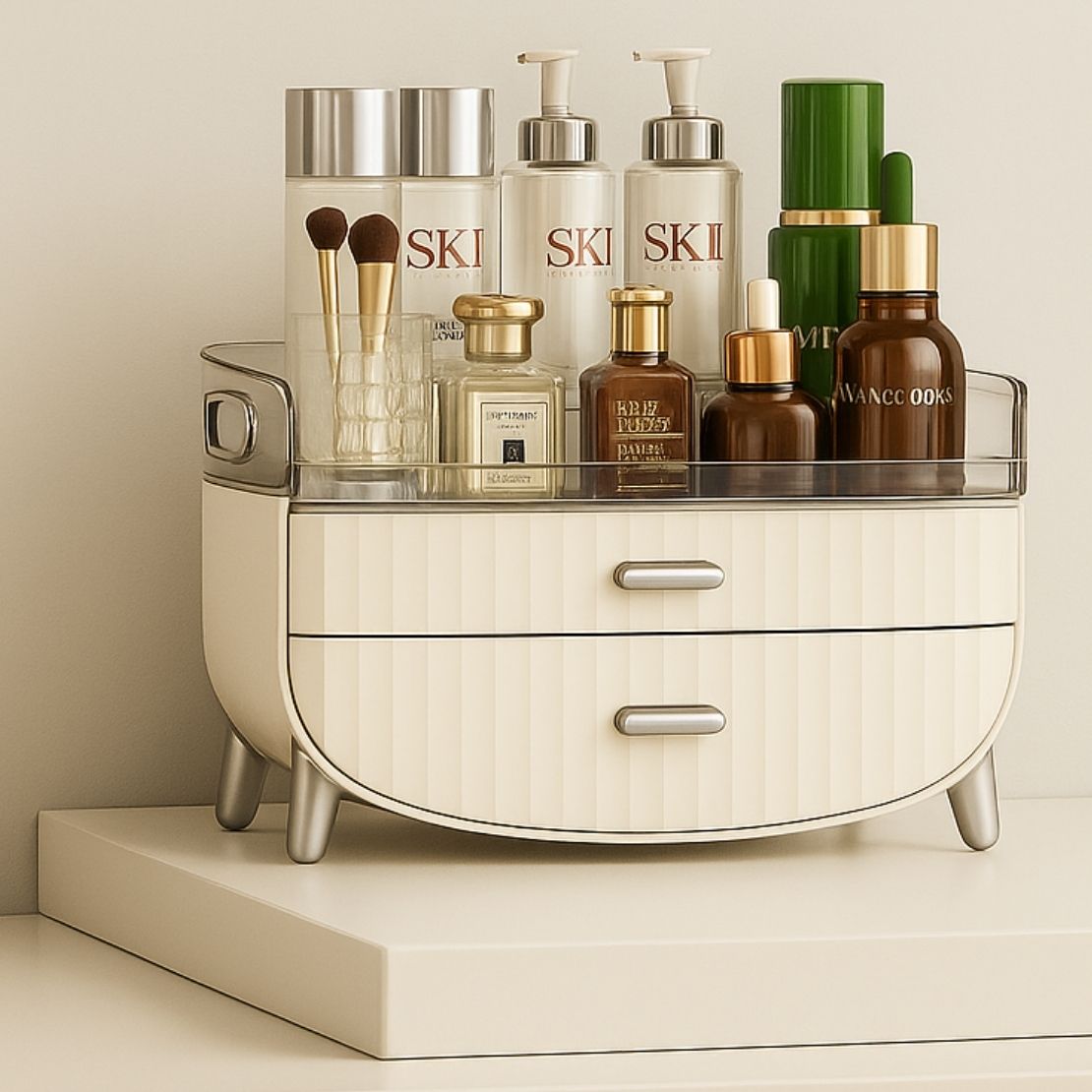 The Home Collection Cosmetic Storage Box - Cream 2 Shaws Department Stores