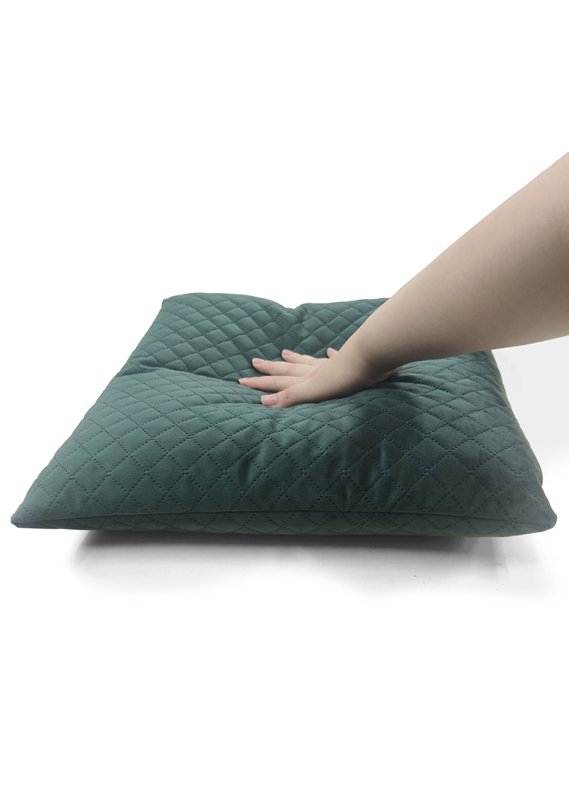 The Home Collection Pinsonic Velvet Cushion - Green 3 Shaws Department Stores