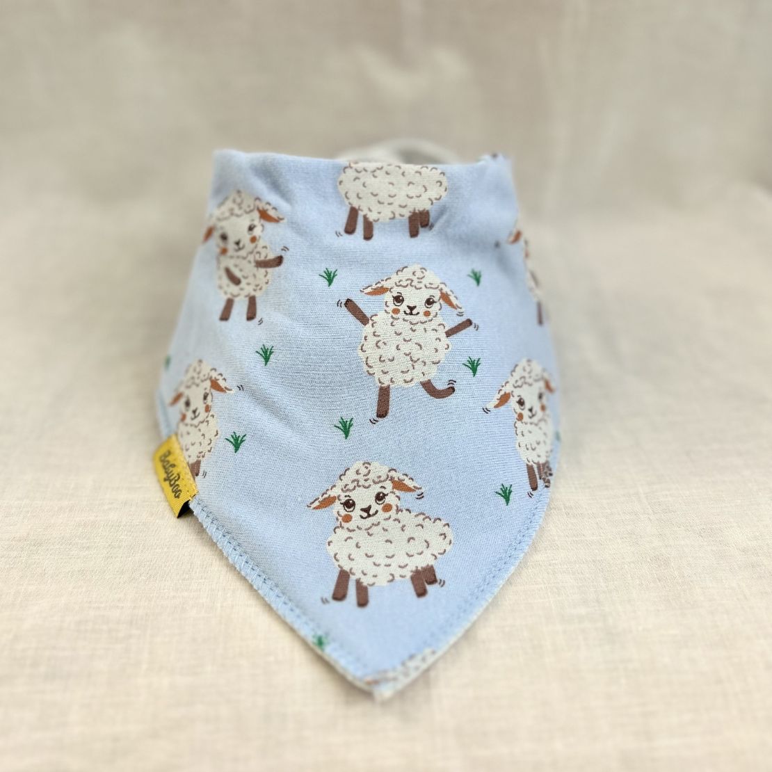 Babyboo Dancing Lambs Organic Cotton DribbleBoo Bandana Bib - Blue 2 Shaws Department Stores