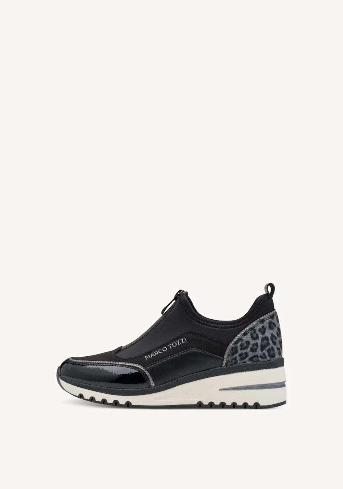 Zip Front Wedge Trainer Boot - Black