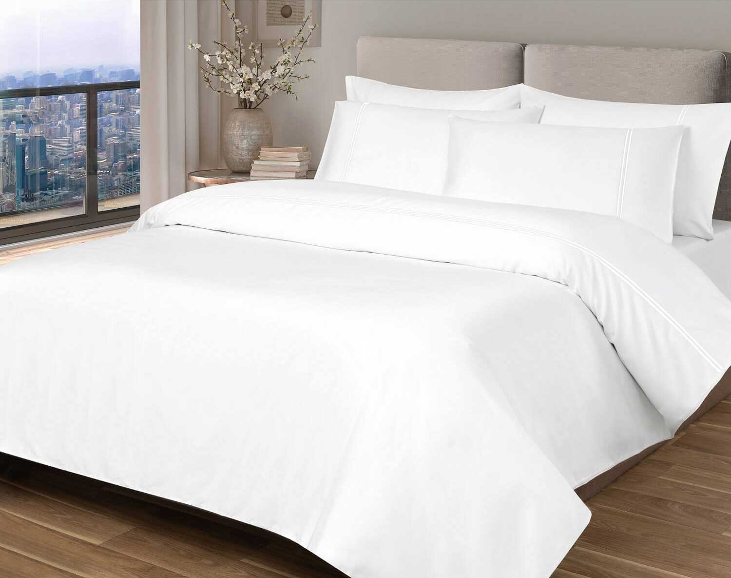Heather & Ferne Two-Row Cord Duvet Set - White 1 Shaws Department Stores
