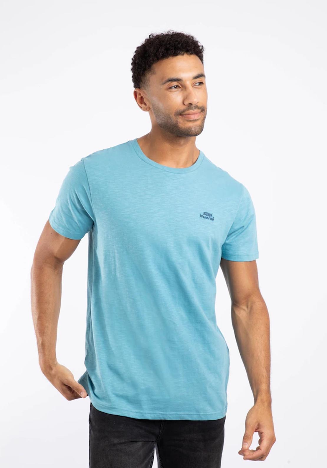 Weird Fish Fished Organic Branded T-Shirt - Smoke Blue 1 Shaws Department Stores