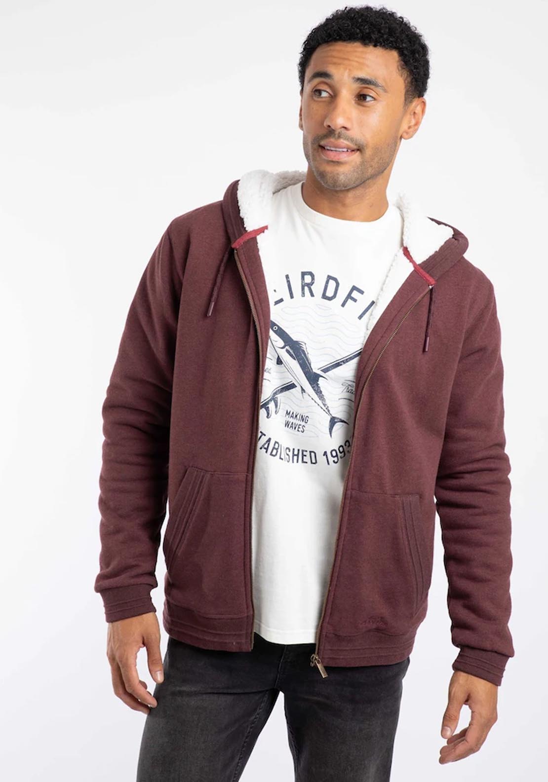 Weird Fish Camborne Borg Bonded Zip Thru Hoodie - Bitter Choclate 3 Shaws Department Stores