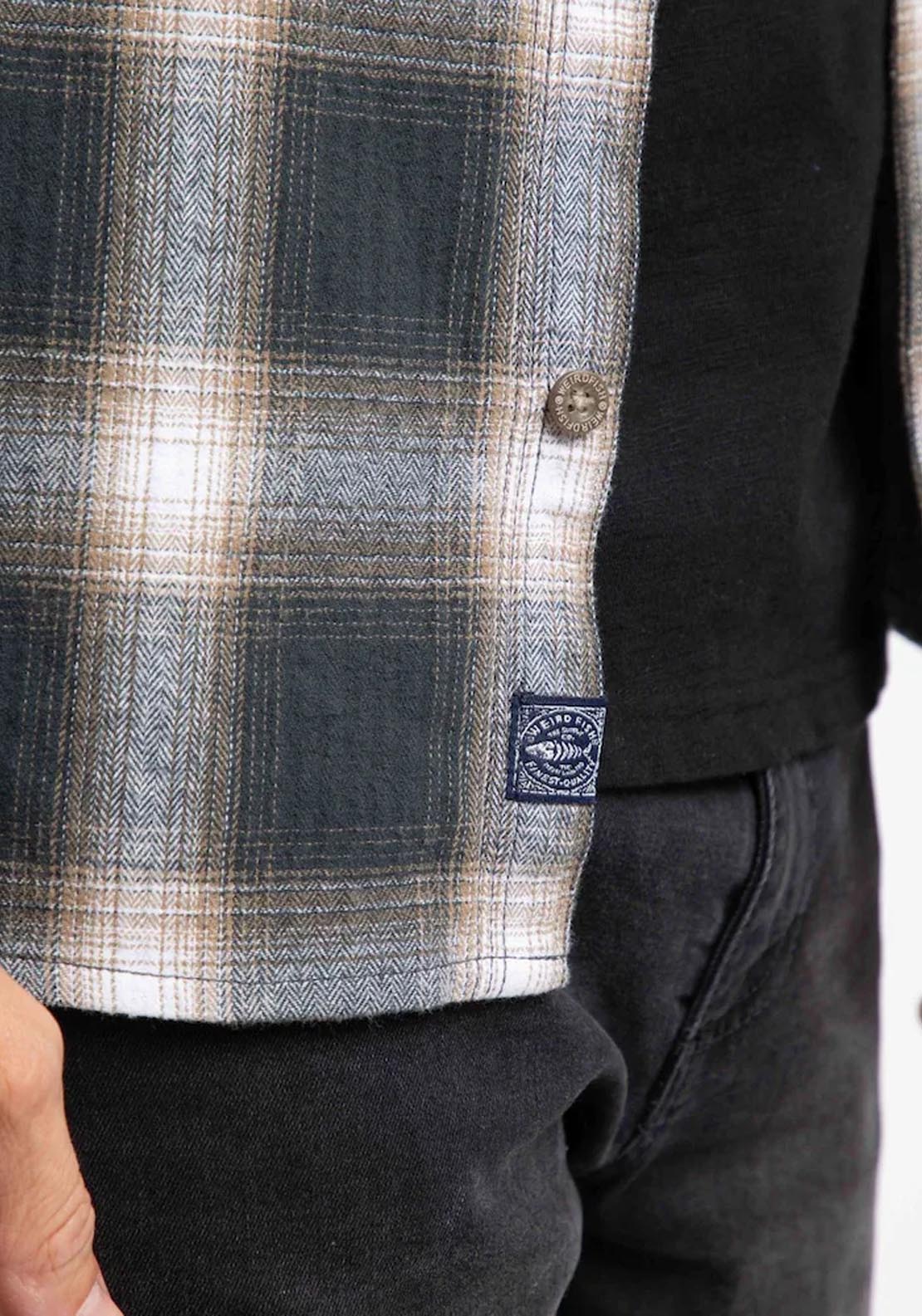 Weird Fish Broxton Herringbone Check Shirt - Grey 4 Shaws Department Stores