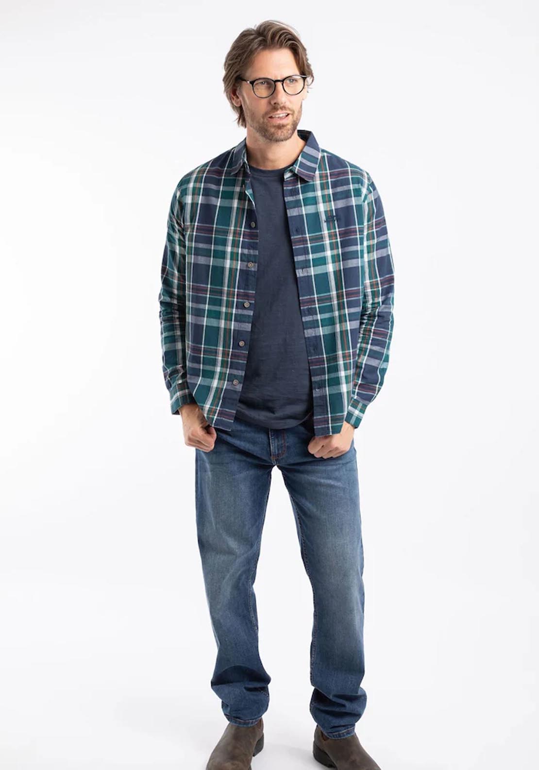 Weird Fish Lando Check Shirt - Blue 5 Shaws Department Stores