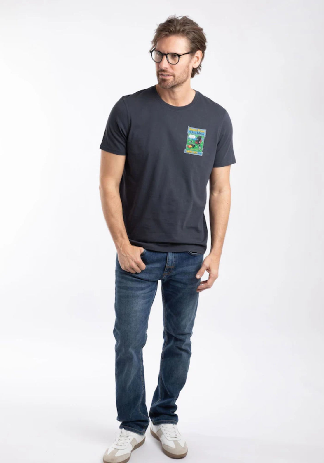 Weird Fish 100% Cotton Holy Whale Back Print Artist T-Shirt - Navy 1 Shaws Department Stores