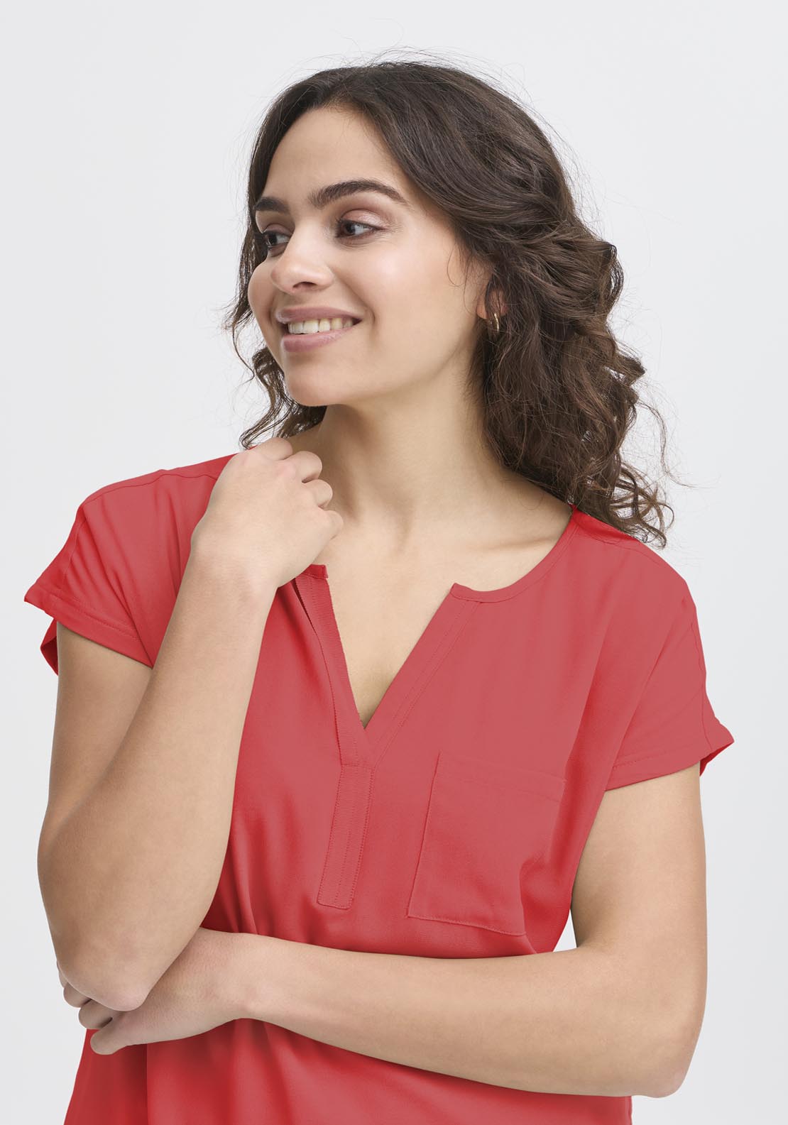 Fransa Pos Short Sleeve Blouse - Pink 4 Shaws Department Stores