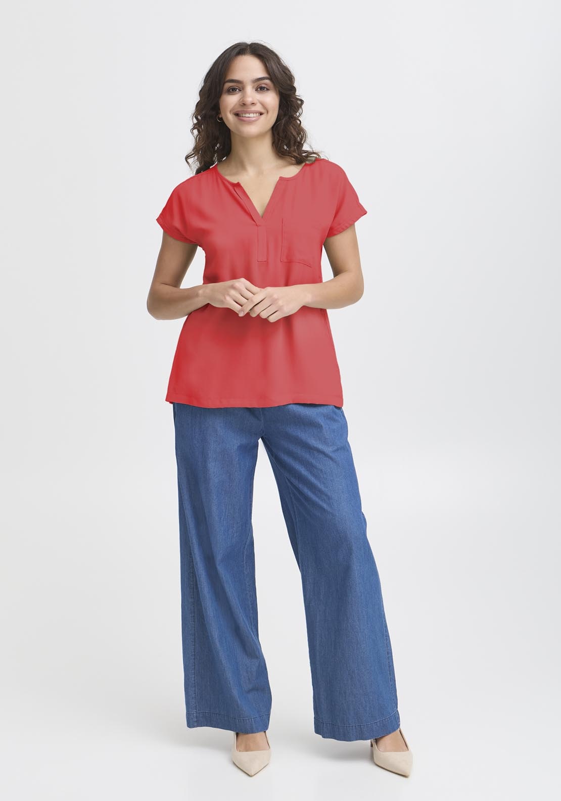 Fransa Pos Short Sleeve Blouse - Pink 6 Shaws Department Stores