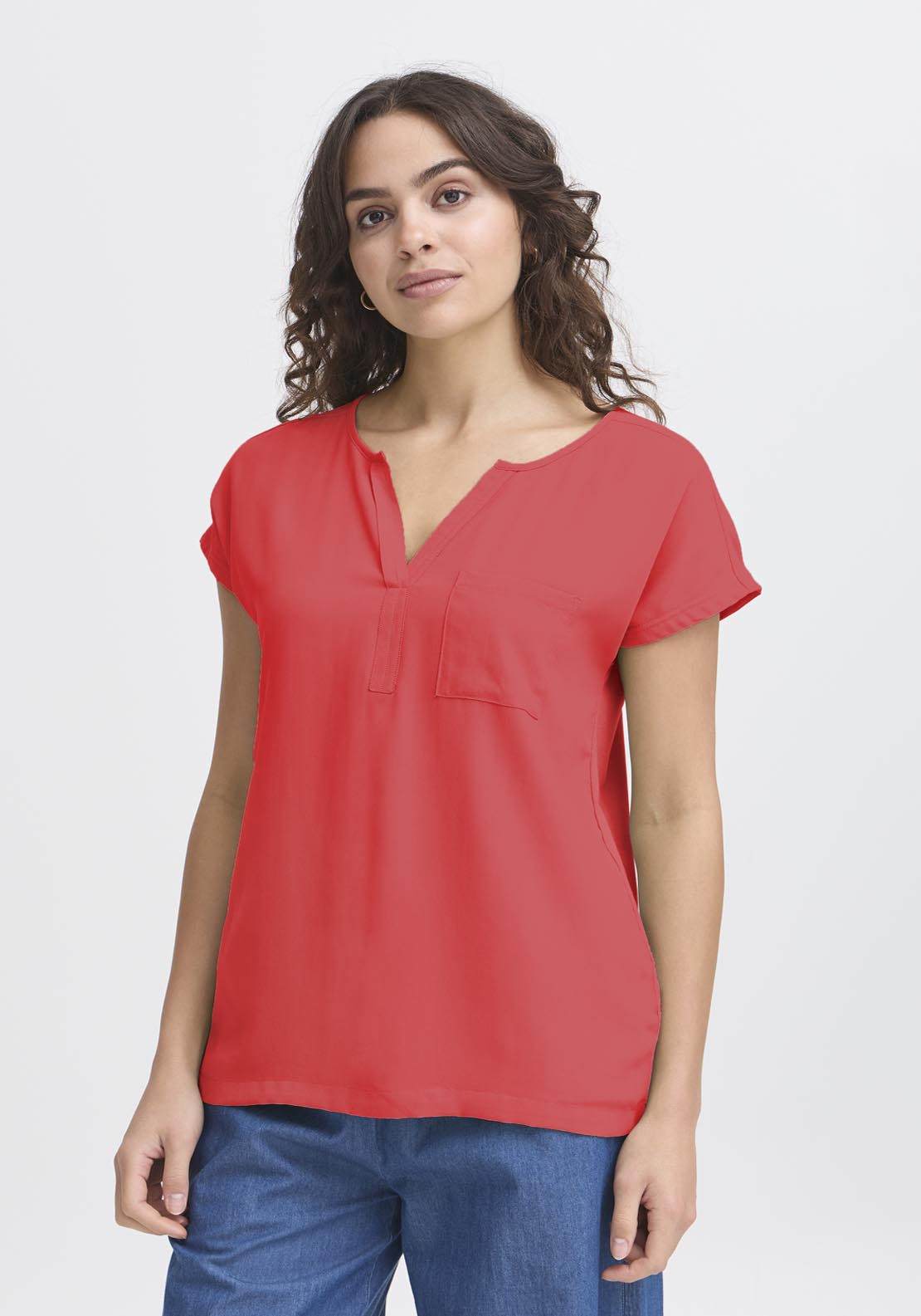 Fransa Pos Short Sleeve Blouse - Pink 7 Shaws Department Stores