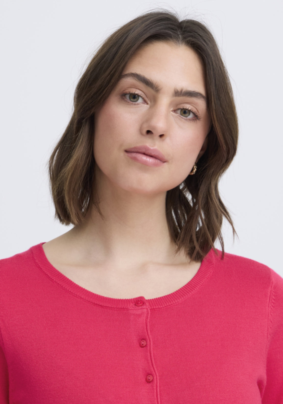 Fransa Simple Long Sleeve Cardigan - Virtual Pink 3 Shaws Department Stores