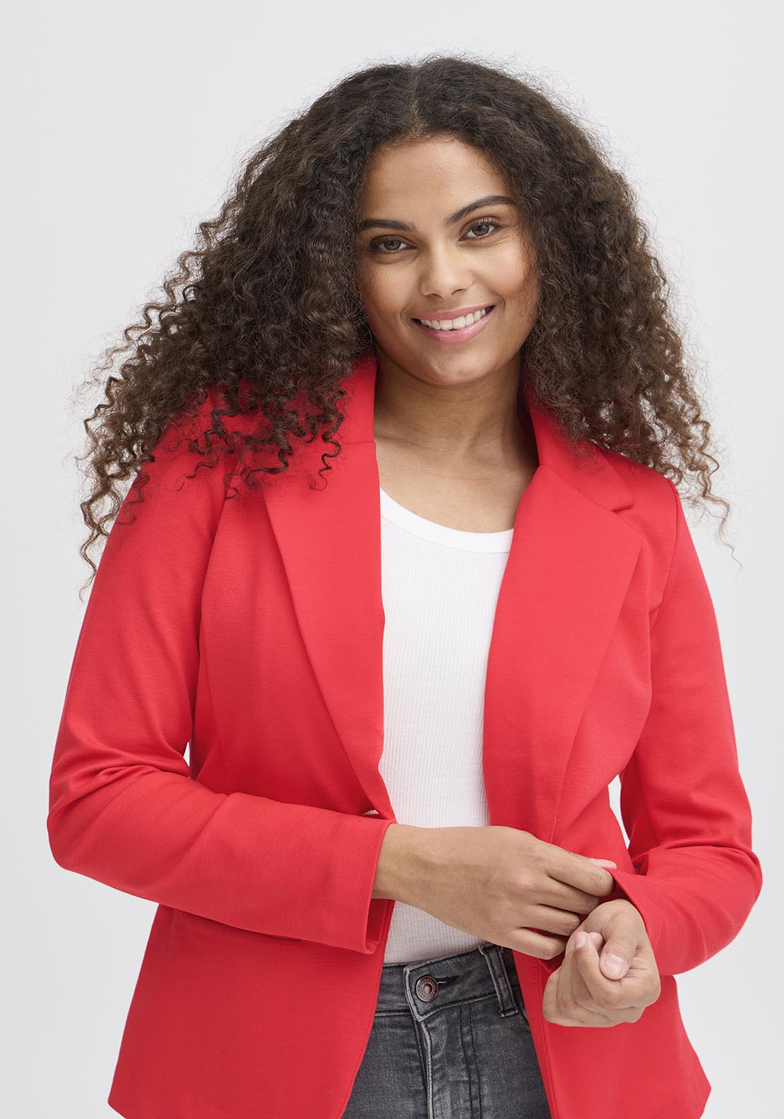Fransa Casual Long Sleeve Blazer - Poinsettia 4 Shaws Department Stores