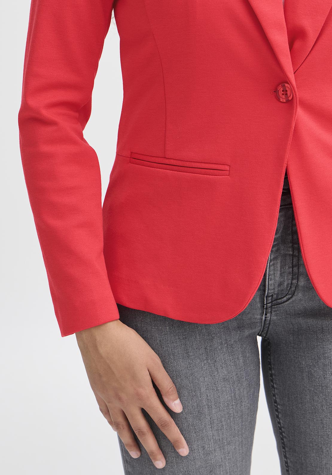 Fransa Casual Long Sleeve Blazer - Poinsettia 3 Shaws Department Stores