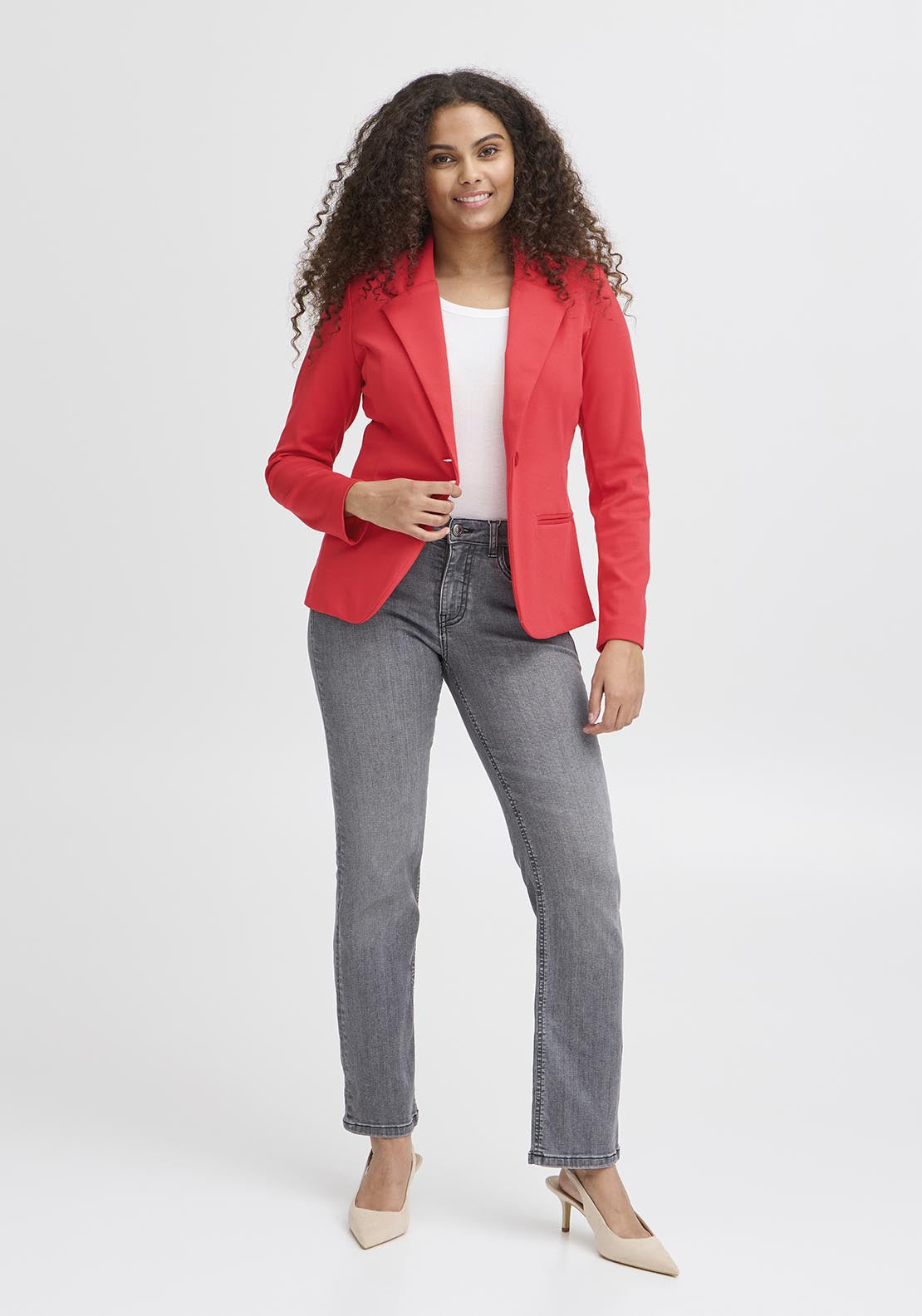 Fransa Casual Long Sleeve Blazer - Poinsettia 2 Shaws Department Stores