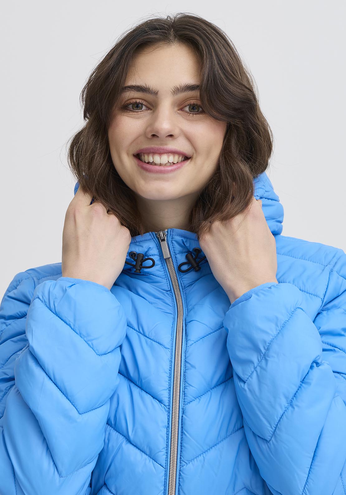 Fransa Casual Padded Jacket - Azure Blue 2 Shaws Department Stores