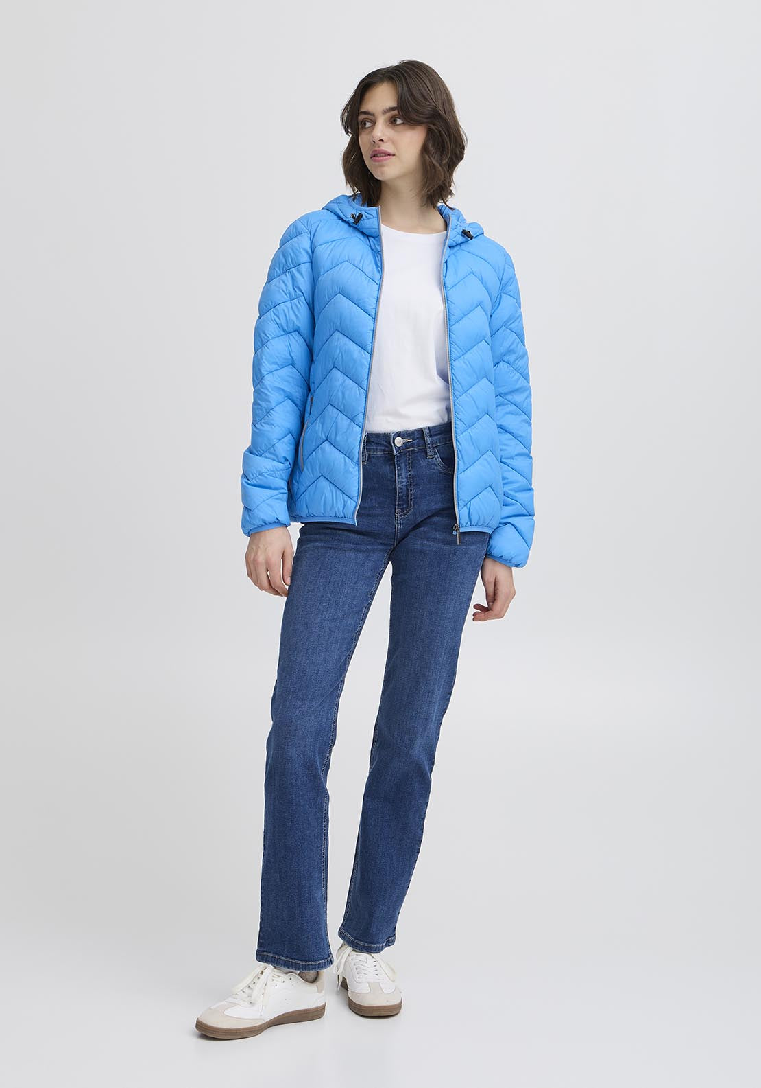 Fransa Casual Padded Jacket - Azure Blue 1 Shaws Department Stores