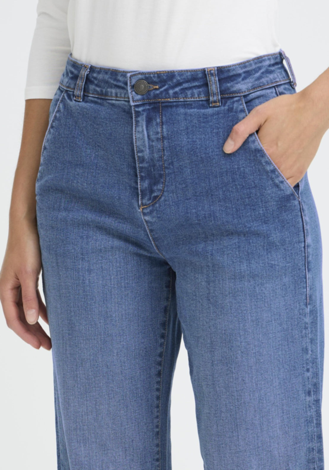 Fransa Wide Leg Denim Jeans - Denim 3 Shaws Department Stores